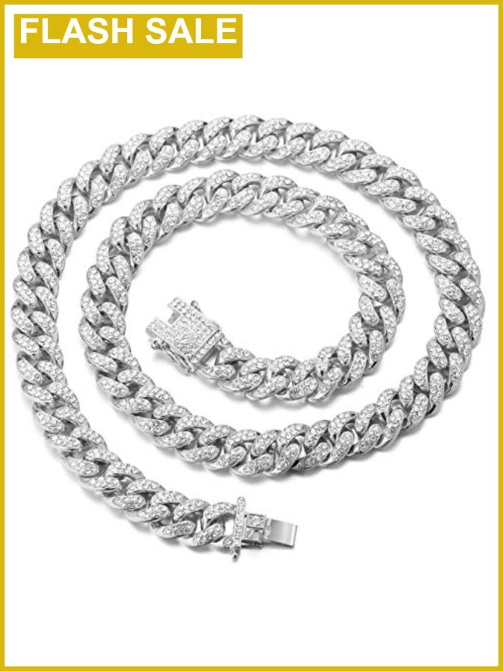 18k Gold Plated Cuban Link Necklace with Lab Diamonds Boys